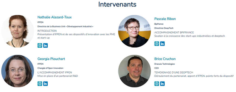 Intervenants lors du webinaire